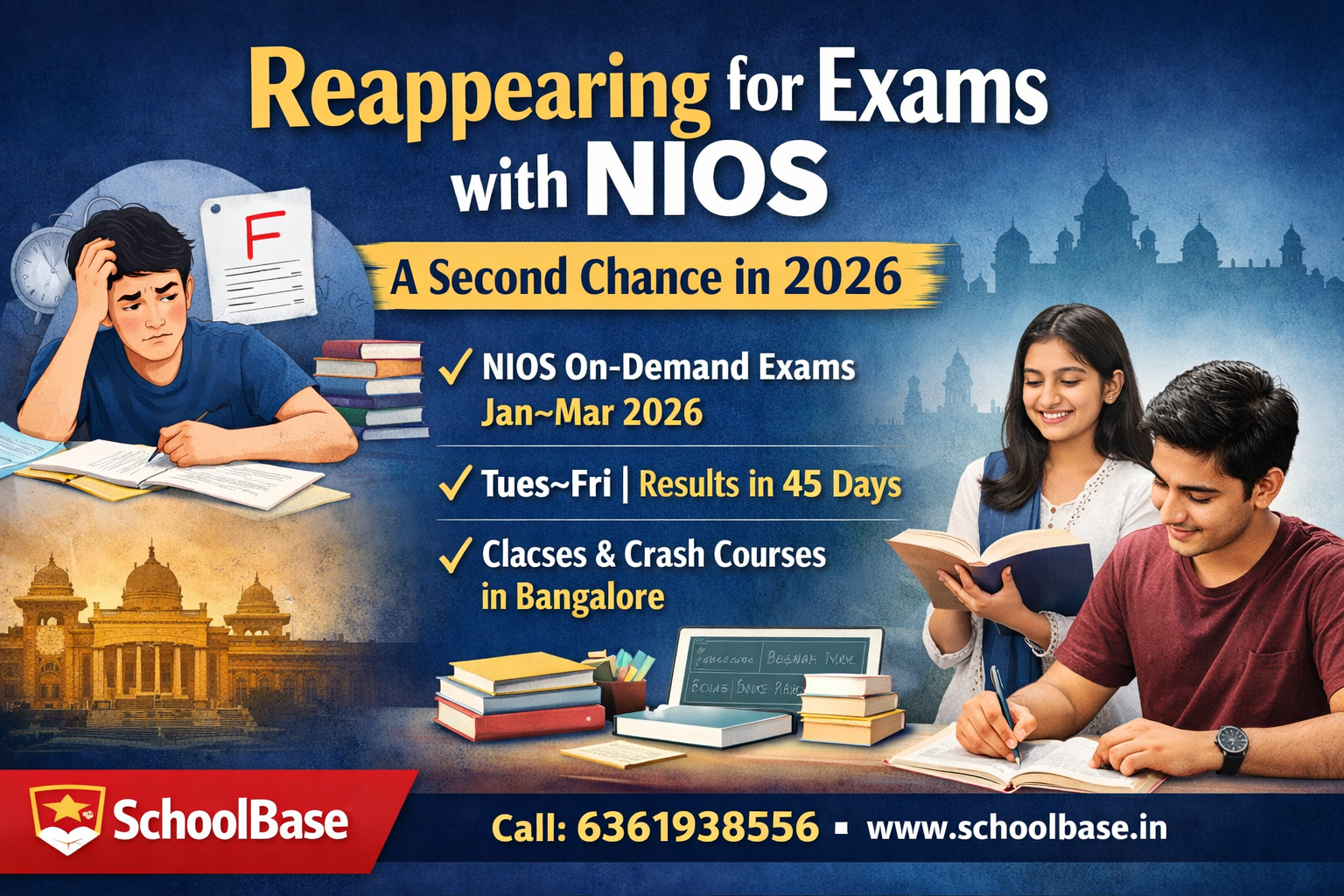 Reappearing for exams with NIOS in 2026 with on-demand exam preparation support in Bangalore