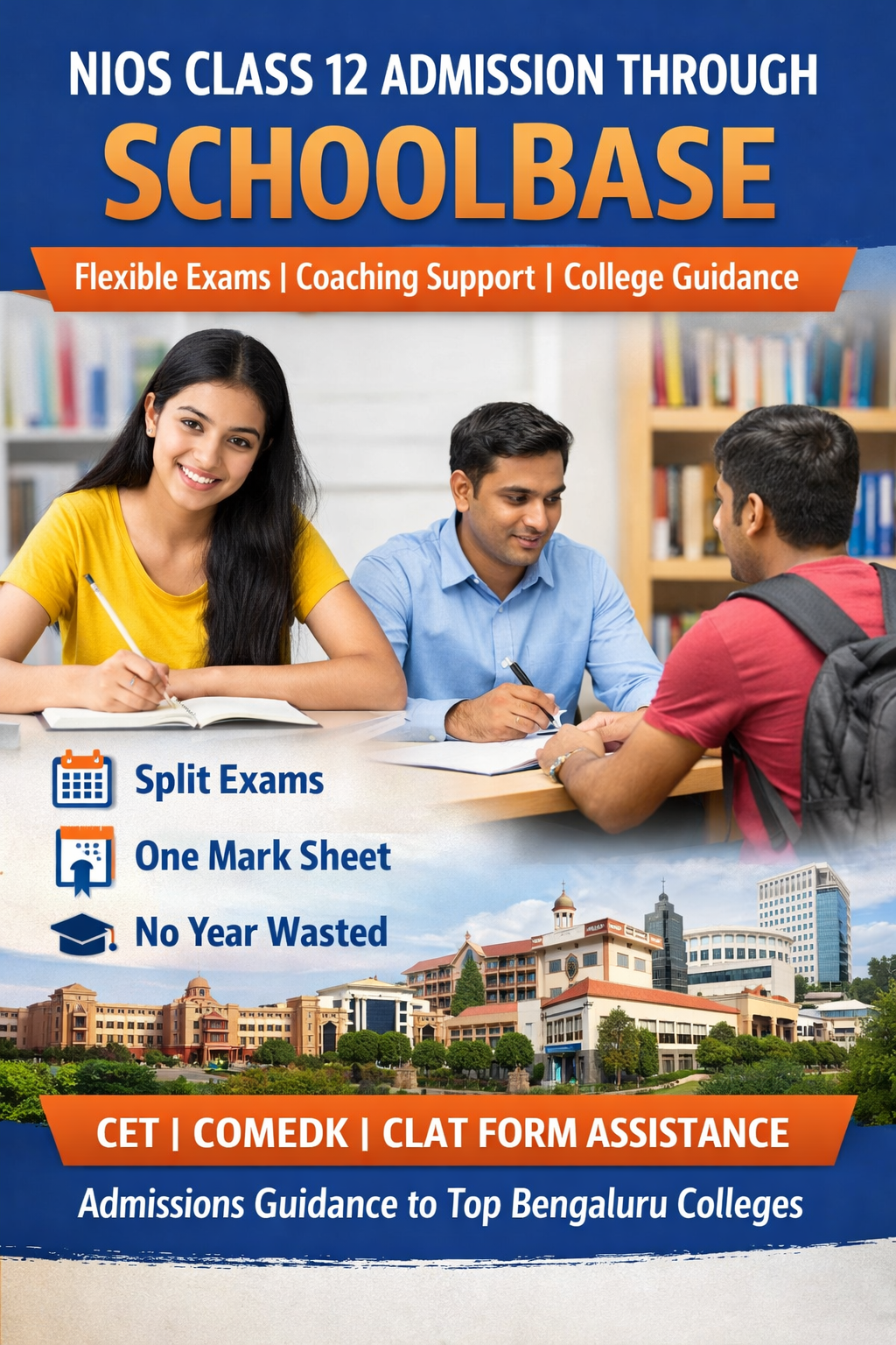 NIOS Class 12 admission through SchoolBase with coaching support and college guidance