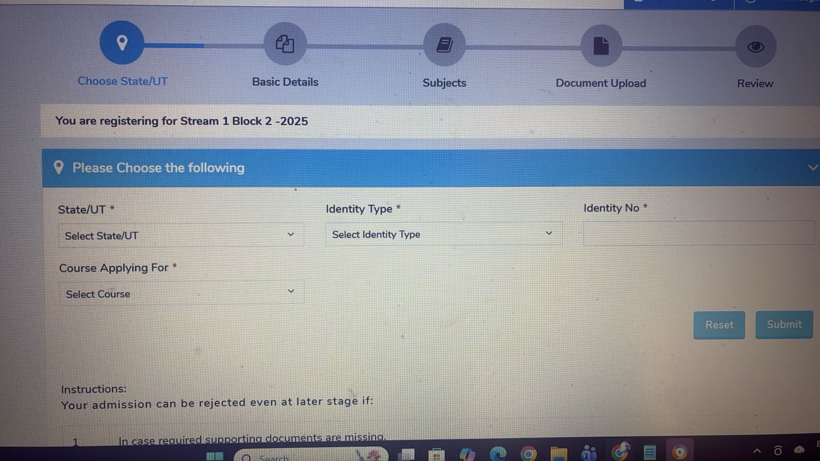 NIOS admission portal registration guide sdmis form