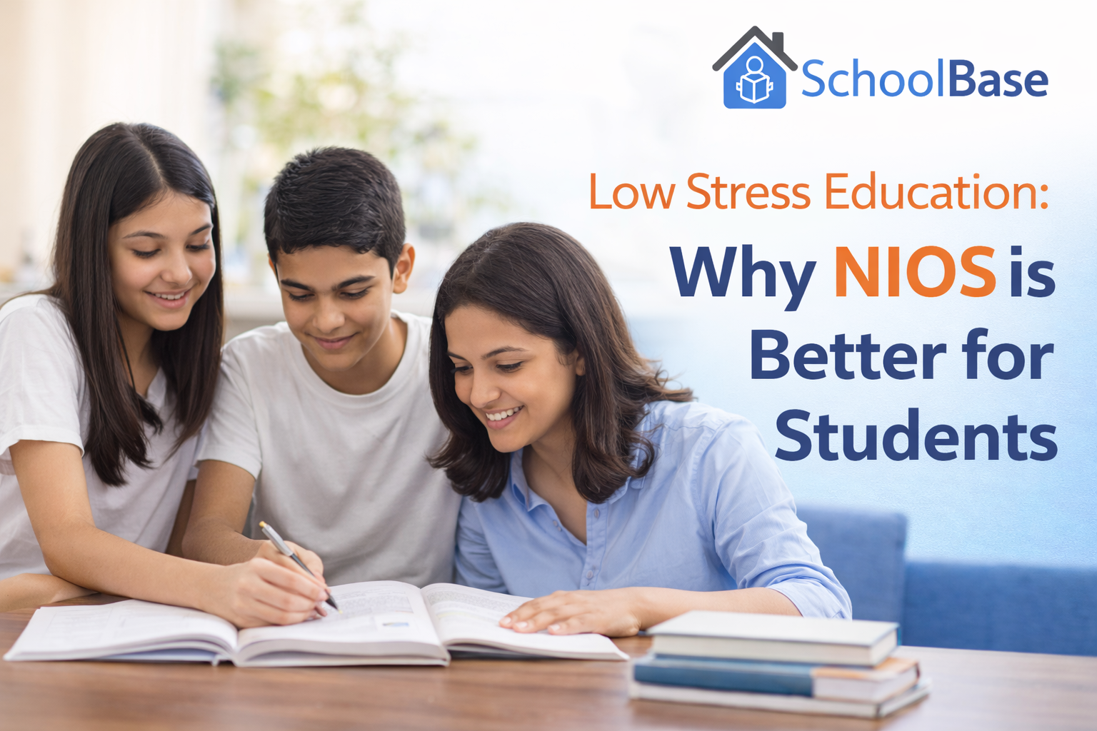 low stress education students learning happily with teacher guidance NIOS flexible learning