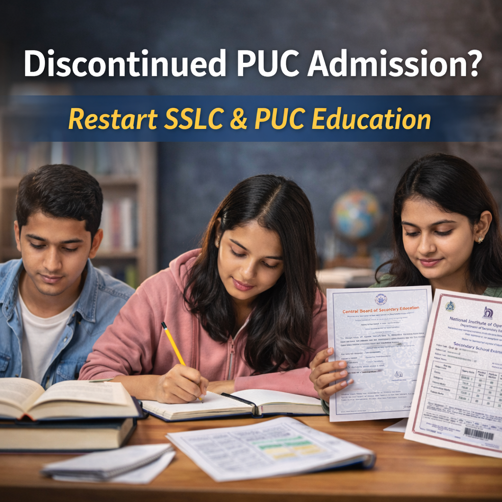 Discontinued PUC Admission: Restart SSLC & PUC Education