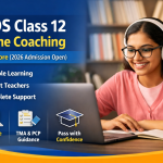 NIOS Class 12 online coaching in Bangalore student studying online with laptop and headphones