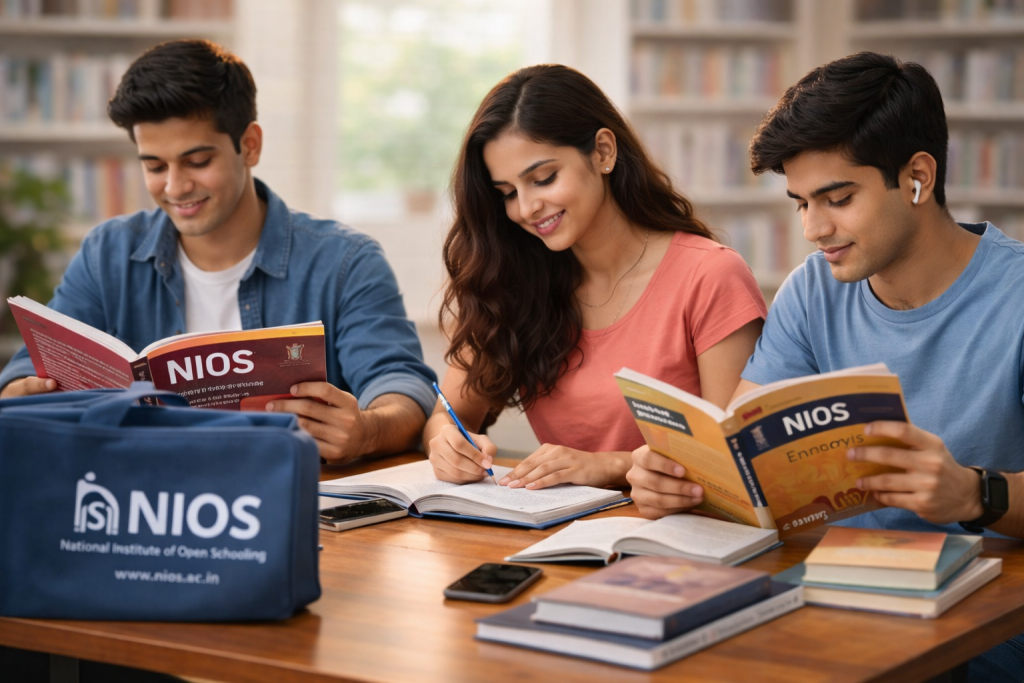 fast track NIOS India students studying with NIOS books and flexible learning environment