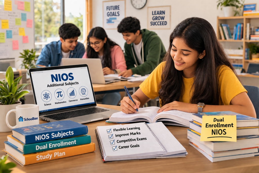 Dual Enrollment NIOS students studying and managing additional subjects with flexible learning
