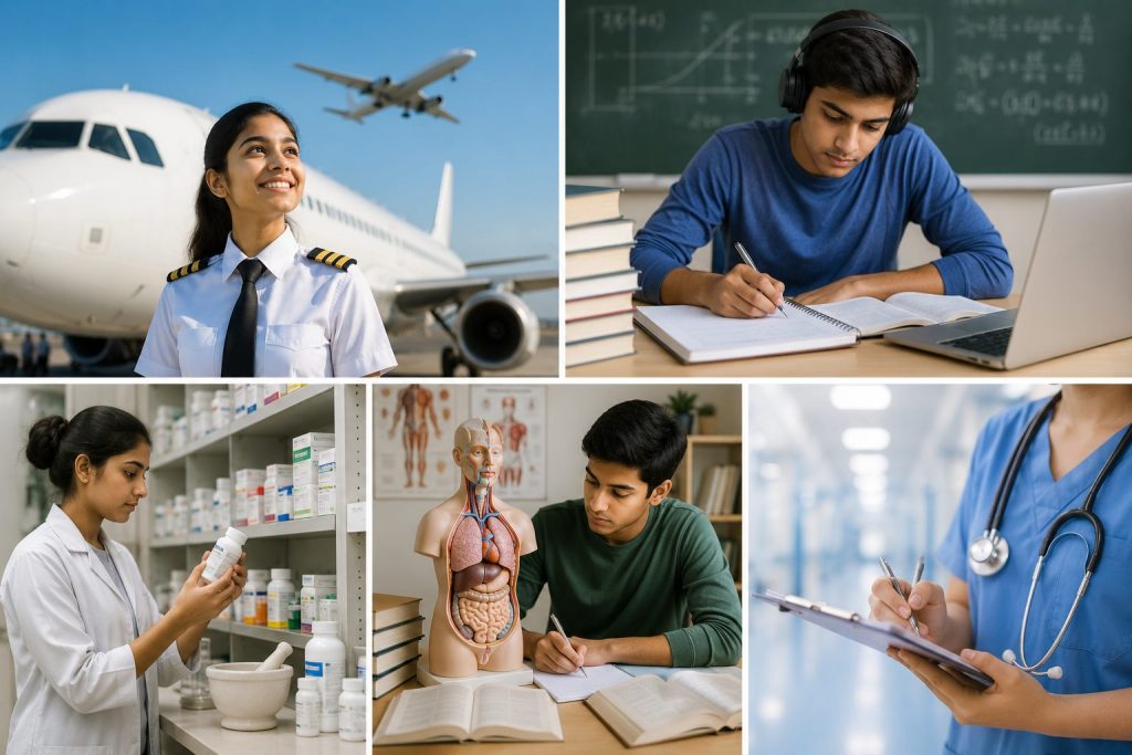 NIOS Schools in Bangalore students exploring aviation IIT JEE pharmacy and paramedical career pathways