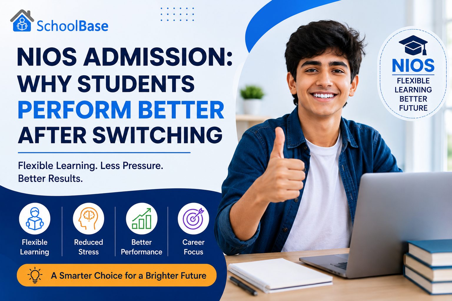 nios admission students studying in a flexible learning environment with SchoolBase support