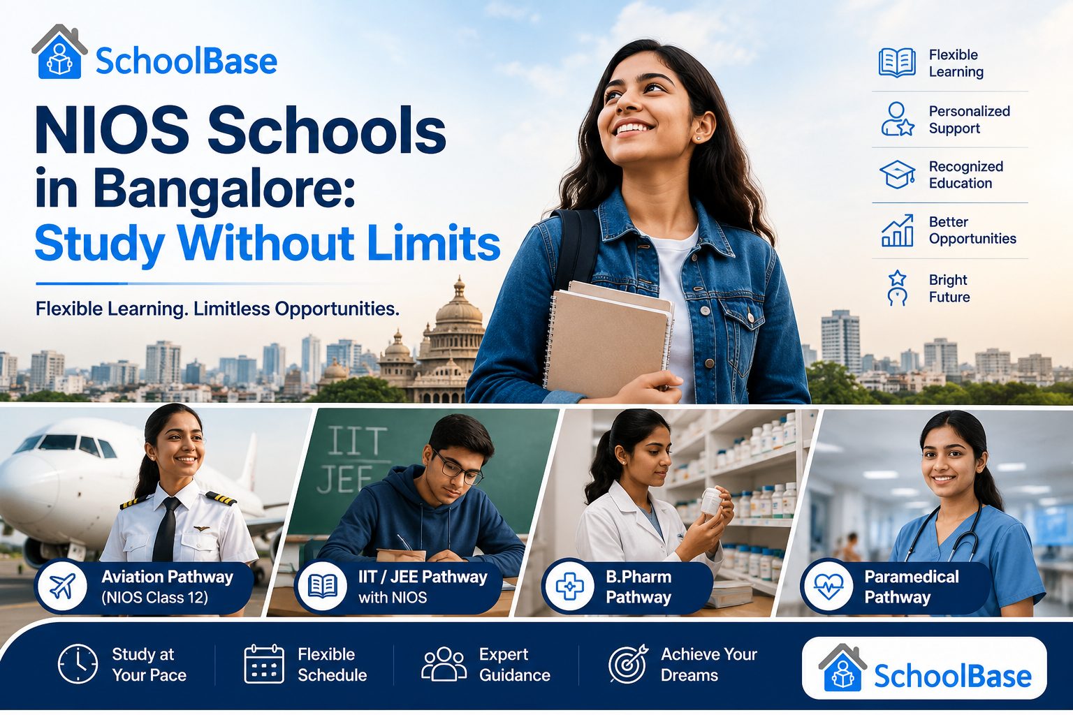 NIOS Schools in Bangalore flexible learning pathways for aviation IIT JEE pharmacy and paramedical students