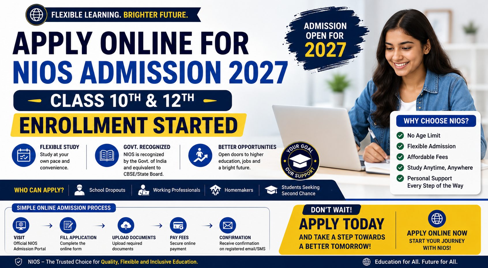 Apply Online for NIOS Admission 2027