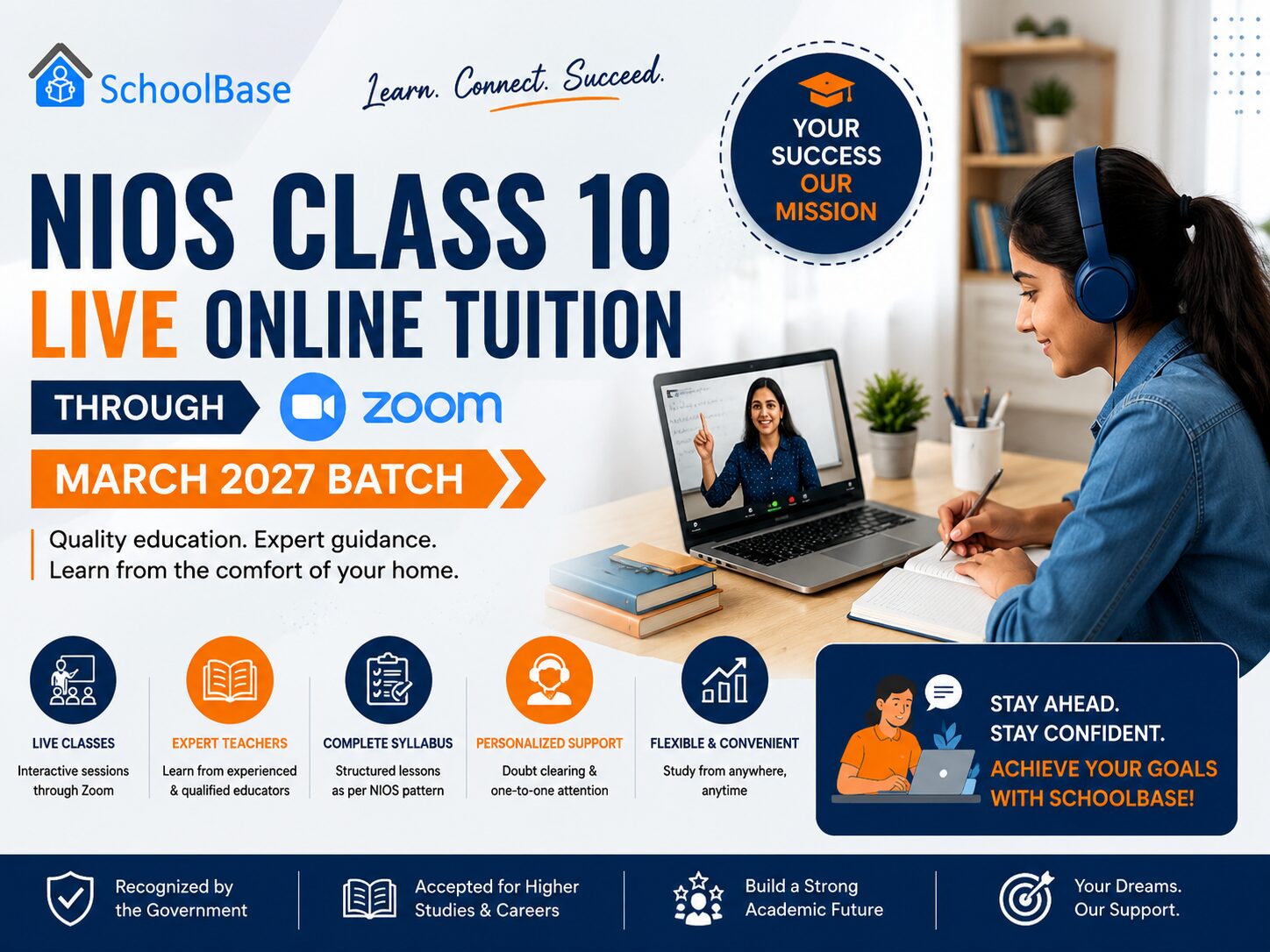NIOS Class 10 Live Online Tuition Through Zoom – March 2027 Batch