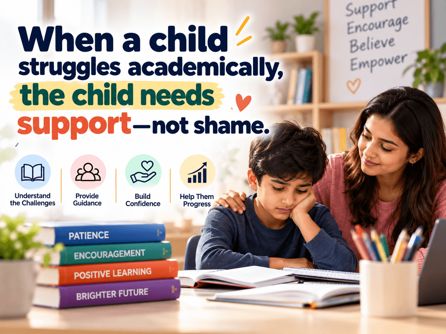 When a child struggles academically, the child needs support
